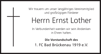 Anzeige von Ernst Lother von MGO