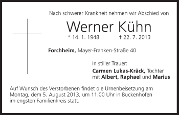 Anzeige von Werner Kühn von MGO