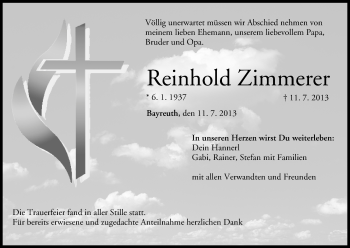 Anzeige von Reinhold Zimmerer von MGO