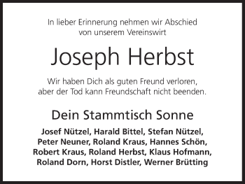 Anzeige von Joseph Herbst von MGO