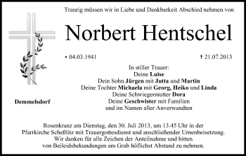 Anzeige von Norbert Hentschel von MGO