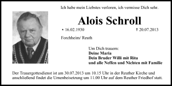 Anzeige von Alois Schroll von MGO