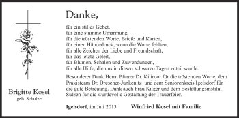 Anzeige von Brigitte Kosel von MGO