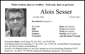 Anzeige von Alois Sesser von MGO