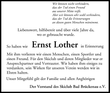 Anzeige von Ernst Lother von MGO