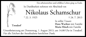 Anzeige von Nikolaus Schamschur von MGO