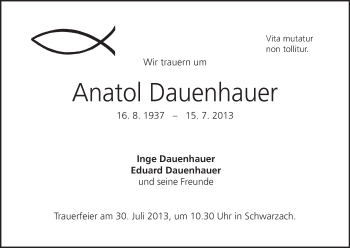 Anzeige von Anatol Dauenhauer von MGO