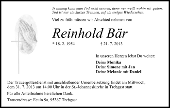 Anzeige von Reinhold Bär von MGO