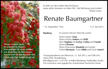 Anzeige von Renate Baumgartner von MGO