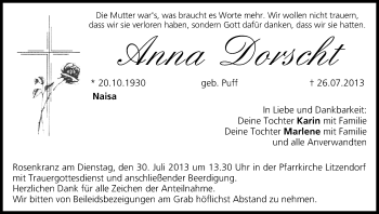 Anzeige von Anna Dorscht von MGO