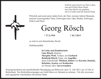 Anzeige von Georg Rösch von MGO