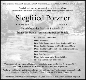 Anzeige von Siegfried Porzner von MGO