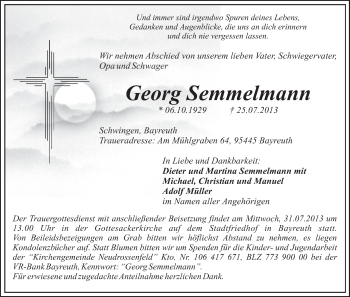 Anzeige von Georg Semmelmann von MGO
