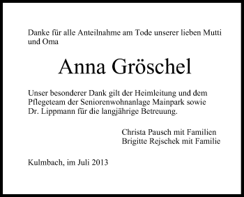 Anzeige von Anna Gröschel von MGO
