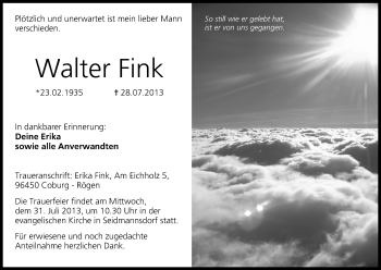Anzeige von Walter Fink von MGO