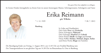 Anzeige von Erika Reimann von MGO
