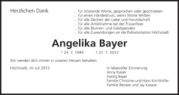 Anzeige von Angelika Bayer von MGO