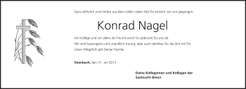Anzeige von Konrad Nagel von MGO