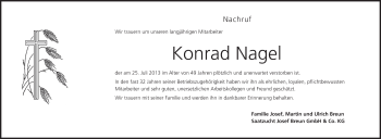 Anzeige von Konrad Nagel von MGO