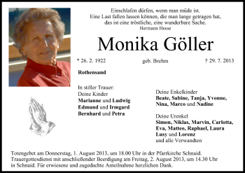 Anzeige von Monika Göller von MGO