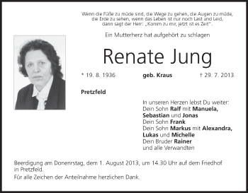 Anzeige von Renate Jung von MGO