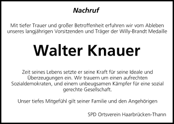 Anzeige von Walter Knauer von MGO