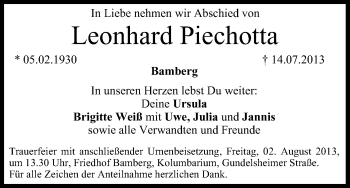 Anzeige von Leonhard Piechotta von MGO