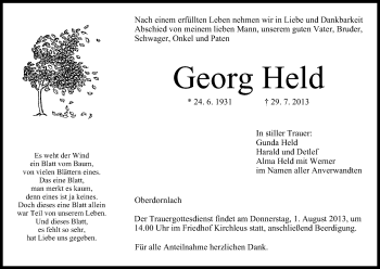 Anzeige von Georg Held von MGO