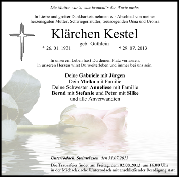 Anzeige von Klärchen Kestel von MGO