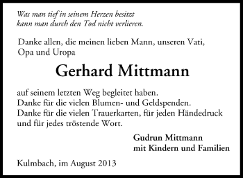 Anzeige von Gerhard Mittmann von MGO