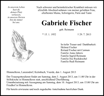 Anzeige von Gabriele Fischer von MGO
