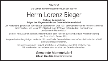 Anzeige von Lorenz Bieger von MGO
