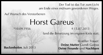Anzeige von Horst Gareus von MGO