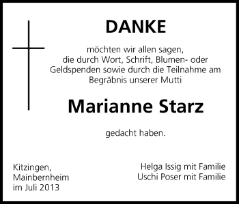 Anzeige von Marianne Starz von MGO