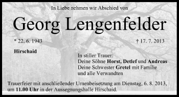 Anzeige von Georg Lengenfelder von MGO