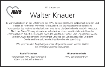 Anzeige von Walter Knauer von MGO