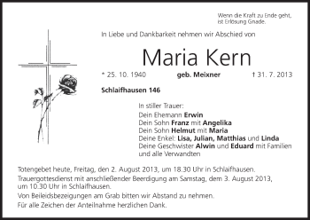 Anzeige von Maria Kern von MGO