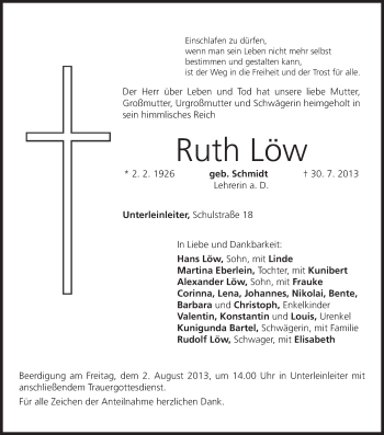 Anzeige von Ruth Löw von MGO