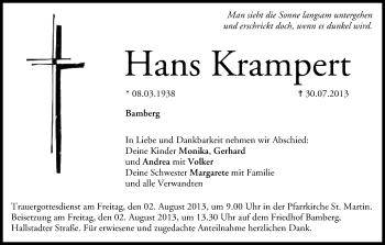 Anzeige von Hans Krampert von MGO