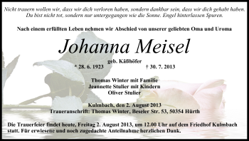 Anzeige von Johanna Meisel von MGO