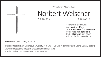 Anzeige von Norbert Welscher von MGO