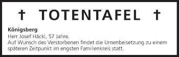 Anzeige von Totentafel vom 02.08.2013 von MGO