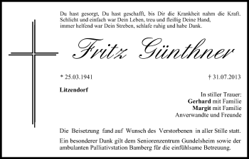 Anzeige von Fritz Günthner von MGO