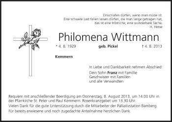 Anzeige von Philomena Wittmann von MGO