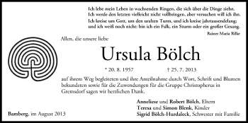 Anzeige von Ursula Bölch von MGO