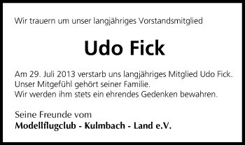 Anzeige von Udo Fick von MGO