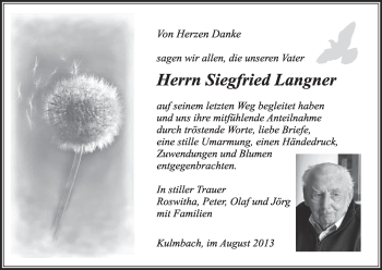 Anzeige von Siegfried Langer von MGO