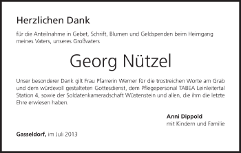Anzeige von Georg Nützel von MGO