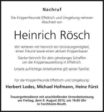 Anzeige von Heinrich Rösch von MGO