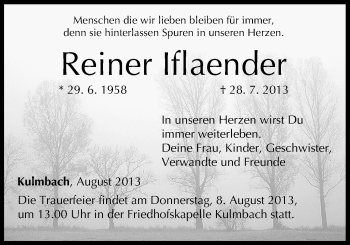Anzeige von Reiner Iflaender von MGO